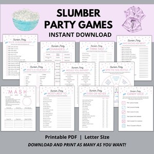 Slumber Party Games | Sleepover Party | Birthday Party Games | Sleepover Party Printable | Sleepover Party Games | Women Pajama Party Games