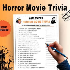 Halloween Horror Movie Trivia Game, Halloween Party Game, Scary Movie Trivia, Spooky Party Game, Movie Party Trivia Game, Halloween Trivia