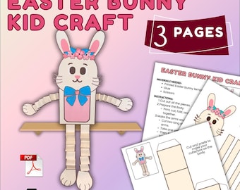 Easter Bunny Kid Craft, Build a Bunny Craft, Easter Crafts for Kids | Easter Crafts, Printable Easter Craft, Easter Bunny Cut & Paste Craft
