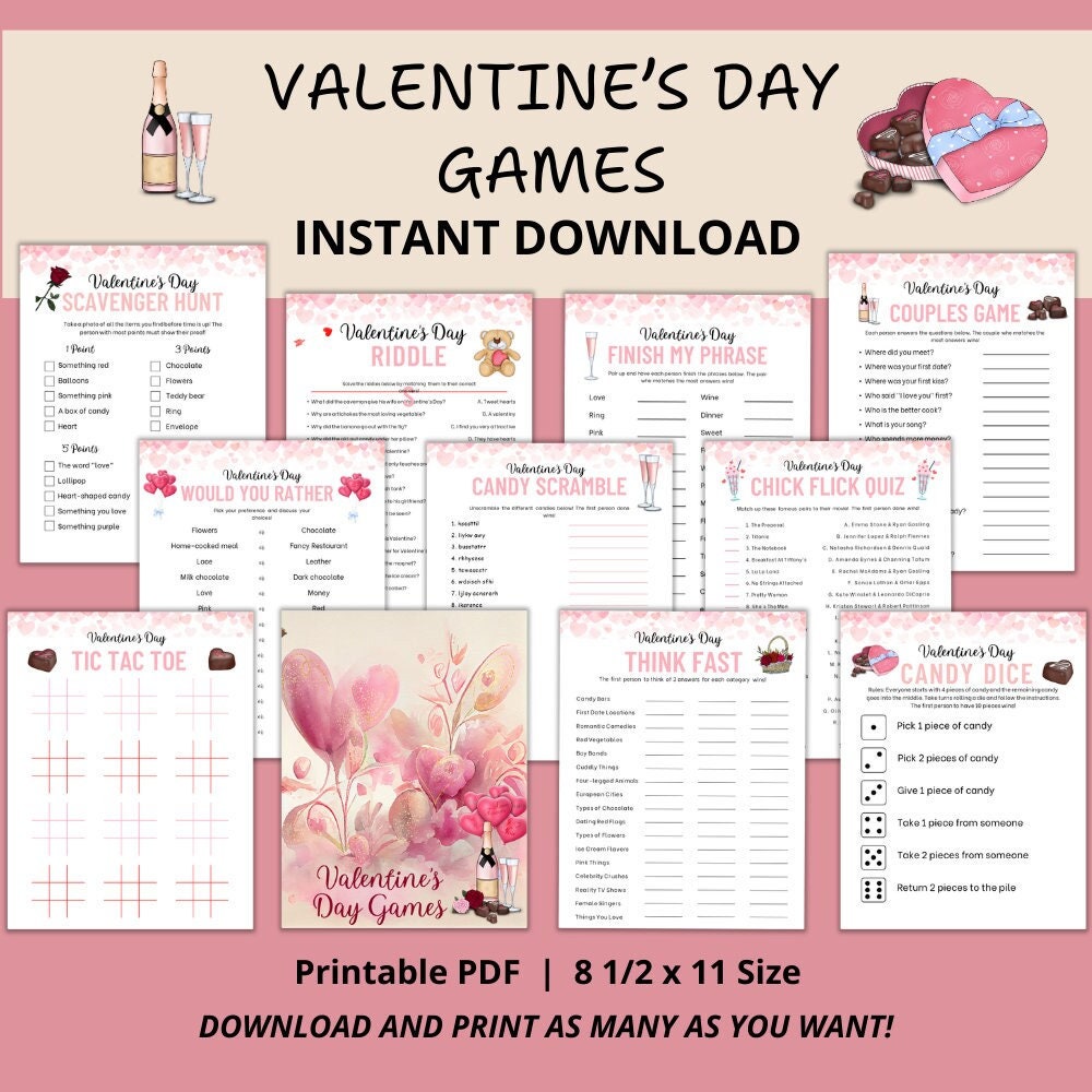 Valentine's Day Game Bundle | Valentine's Day Games for Couples | Party ...