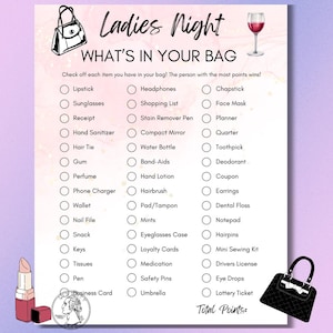 Ladies Night Games | What&#39;s In Your Bag | Girl Night Out | Sleepover Games | Adult Drinking Games | Ladies Night Party | Slumber Party
