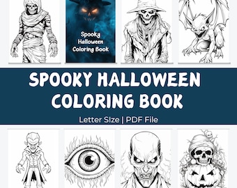 Libro da colorare di Halloween spettrale / Libro da colorare stampabile / Libro da colorare spettrale / Libro da colorare per bambini e adulti / Libro da colorare di mostri