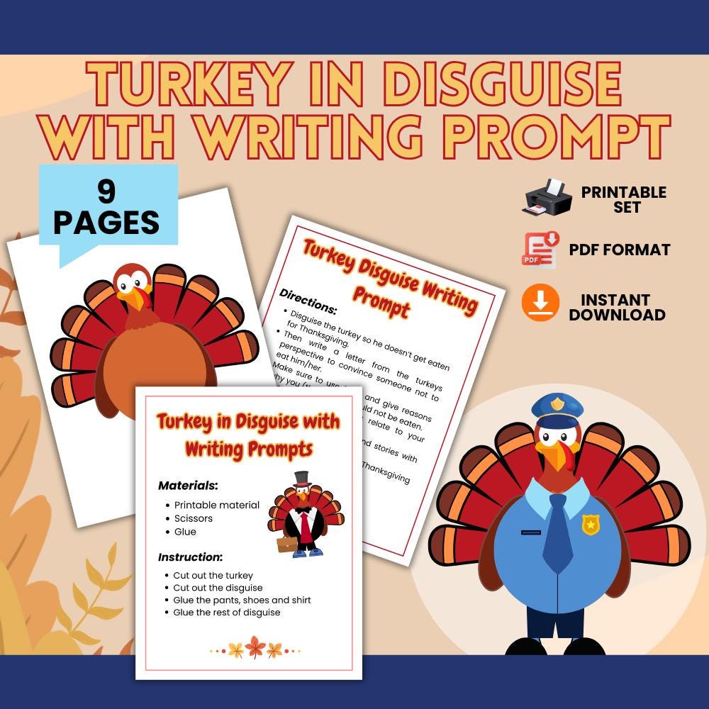 turkey in disguise writing prompt | thanksgiving activity for
