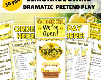 Lemonade Stand,  Dramatic Pretend Play, Lemonade Stand Kit Printable, Pretend Play, Imaginative Play, Preschool Activities, Summer Activity