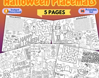 Halloween-placematsaktiviteter | Utskrivbara Halloween-placemats för barn | Halloween-aktivitetsplacematta | Utskrivbara Halloween-placemats