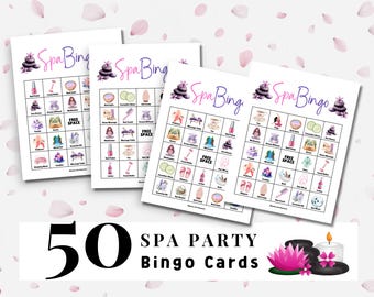 Spa Bingo, Spa Birthday Party Game, Spa Day Game, Girl's Spa Party Game, Pamper Party, Spa Party, 50 Spa Bingo Cards, Spa Game