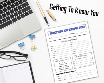 Getting to Know You Survey, Printable Employee Survey, Team Building Survey, All About Me, My Favorite Things, Coworker Questionnaire,