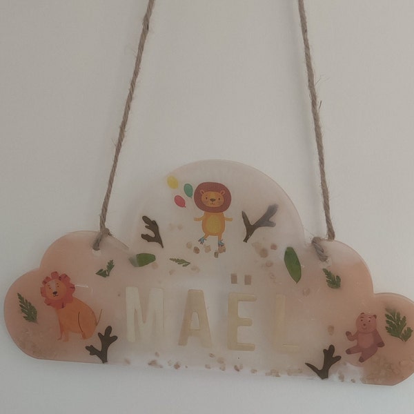 Plaques de portes chambre bébé avec prénom idée cadeau décoration chambre enfant, cadeau naissance nuage avec thème