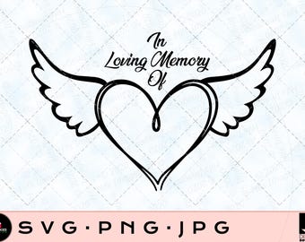 SVG de "En memoria de un ser querido": Corazón con alas (Descarga digital)