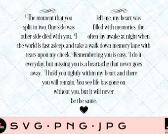 Il momento in cui mi hai lasciato il cuore SVG, jpg, png, poesia - In amorevole memoria