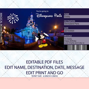 Carte d'embarquement personnalisable, DL Paris, billet de voyage surprise, billet de vacances imprimable TÉLÉCHARGEMENT IMMÉDIAT image 1