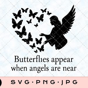 Butterflies Appear When Angels Are Near, Memorial SVG PNG JPG  In Loving Memory, Butterfly