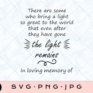 Puede incluir: Cita tipográfica en blanco y negro sobre un fondo blanco. La cita dice: "Hay quienes traen una luz tan grande al mundo que incluso después de que se hayan ido, la luz permanece en memoria cariñosa."