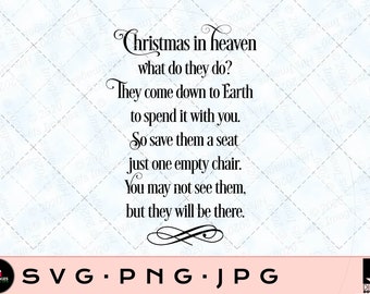 Christmas in Heaven SVG: Memorial Poem (Digital Download)