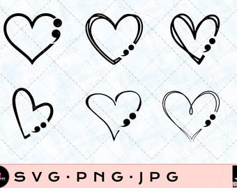 Semi Colon Hearts , Suicide Awareness SVG