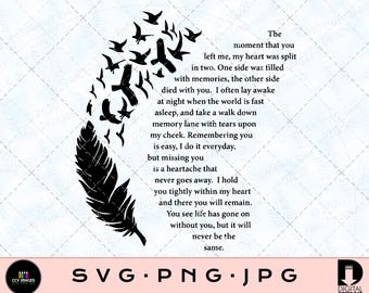 Il momento in cui mi hai lasciato mezza ala SVG, jpg, png, Poesia - In amorevole ricordo