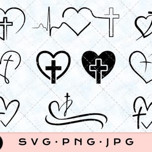 Herz & Kreuz bündeln, Kreuz bündeln, Herz bündeln, religiöses svg