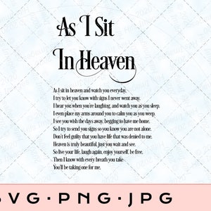 Memorial Mientras me siento en el cielo.... SVG, jpg, png, Poema- En memoria amorosa