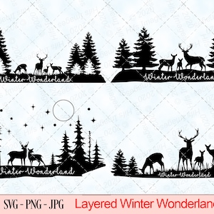 Winter Wonderland  christmas tree, trees, reindeers svg