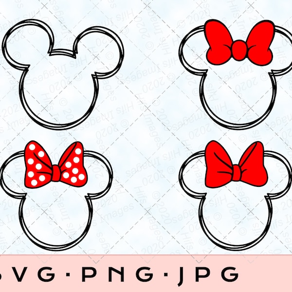 Contour Mickey dessin au trait svg, Minnie contour dessin au trait svg png, croquis, sticker vinyle pochoir modèle transfert de chaleur