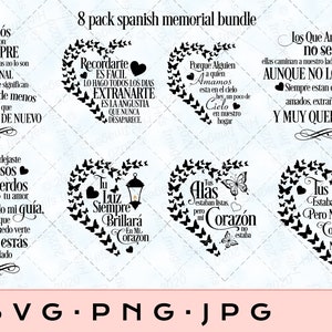 Paquete de 8 conmemoraciones en español, SVG de recuerdo, SVG, SVG de linterna