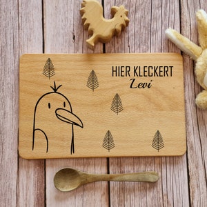 Frühstücksbrett Möwe personalisiert, Brettchen personalisiert, Baby Geschenk, Personalisiertes Geschenk Kind, Holzbrett personalisiert