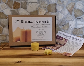 DIY-Set Kerzenrollen aus Bienenwachs - Bastelset zum Kerzen selber machen - Kerzen Bastel-Set aus Bienenwachsplatten - Weihnachten