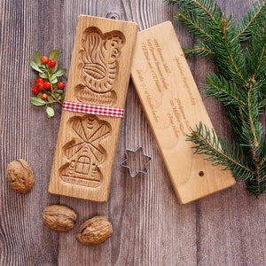 Handmade speculatius mold made of beechwood - traditional baking accessories for biscuits and cookies, cookie stamp