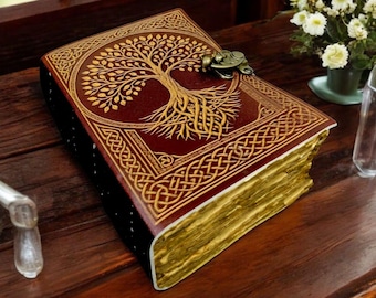 Diario de cuero del Árbol de la Vida: Grimorio vintage hecho a mano, Libro de las Sombras