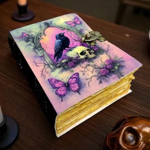 Raven 400 Page Gothic Handmade Vintage leather Large Journal, Grimoire journal Blank spell book of shadows Christmas Gifts For Him Her