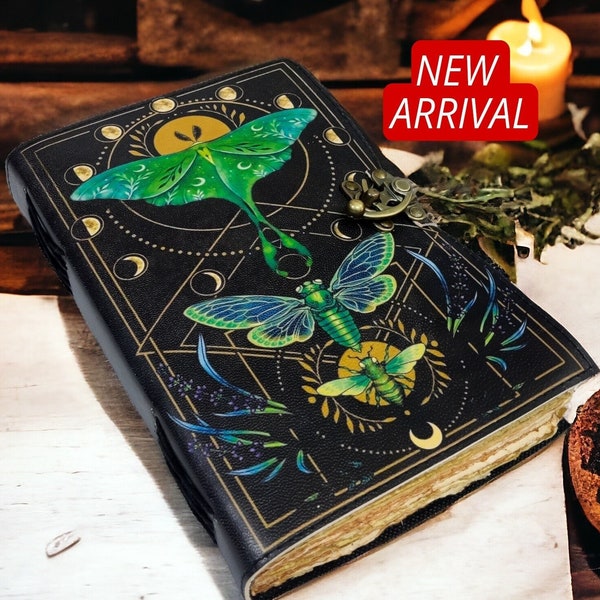 New Luna Moth Journal Witchcraft Supplies Moth Decor and Morpho Butterfly Print Blank Spell Book of Shadows best gift for Men and Women