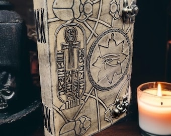 Grimorio del Libro de Hamunaptra: Diario de cuero hecho a mano, réplica de un objeto egipcio