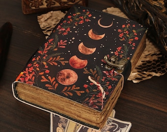 Moon Phase Leather Journal: Handmade Deckle Edge Grimoire