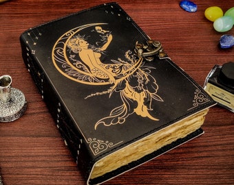 Libro de hechizos de cuero: Diario grimorio vintage con candado