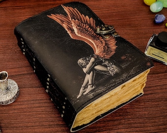 Libro de hechizos de las sombras en cuero en blanco: Diario grimorio vintage