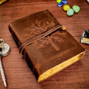 Tree of Life Vintage Leather Journal Witchcraft Journal Wiccan Pagan Handmade Vintage Gifts for him her Grimoire Spiral Gothic Notebook