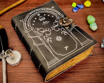 Diario de cuero de las Puertas de Durin, Libro de las Sombras en blanco, Grimorio hecho a mano