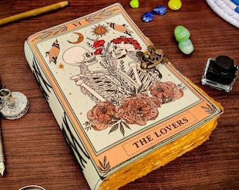 The Lovers Leather Journal: Antique Deckle Edge Paper Book of Shadows