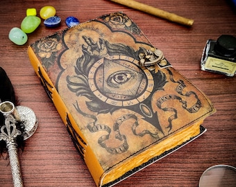 Vintage Lederbuch: Handgemachtes Büttenpapier, Zauberbuch der Schatten für die Reise, Journal, Hexerei, Gothik