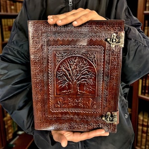 Extra large Tree of Life Personalized Handmade Vintage Leather Journal Book of Shadows Grimoire Junk Leather NoteBook SketchBook