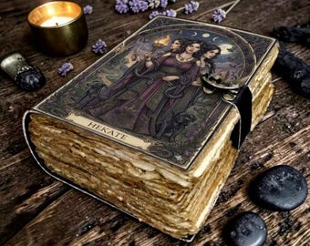 Hecate Handmade Leather Journal – Vintage Witchy Grimoire Diary with Clasp Lock