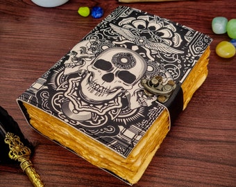 Vintage Leather Skull Journal: Handmade Book of Shadows Grimoire