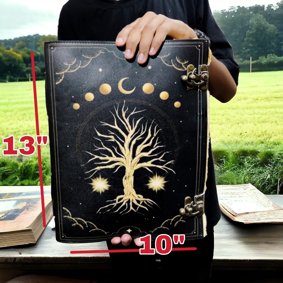 Tree of Life Leather Grimoire Journal: 400 Page Spell Book - Etsy