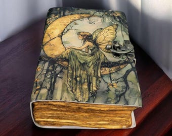 Fairy Handmade Leather Journal Vintage Diary Rustic Grimoire: Vintage Spell Book of Shadows Vintage Classic Antique Writing Notebook