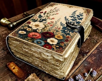 Floral Rustic Handmade Leather Notebook – Diary for Writing, Journaling & Sketching for Women