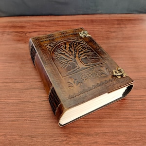 600 pagine Albero della vita Diario in pelle vintage Grimoire Journal Pagine fatte a mano Libro degli incantesimi vuoto Libro delle ombre Diario grasso Regalo per lui e lei 10x7