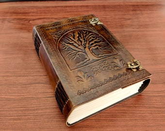 Embossed Tree of Life Leather Journal: Handmade Grimoire, 600 Pages