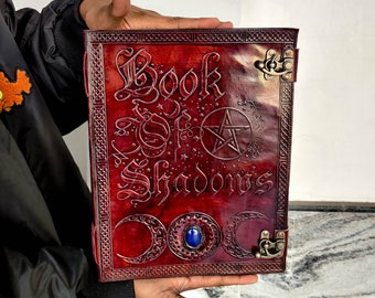 Extra Large Leather Book of Shadows: Embossed Journal, Handmade Paper