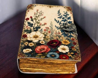 Handmade Leather Notebook Floral Rustic – Diary for Writing, Journaling & Sketching for Women