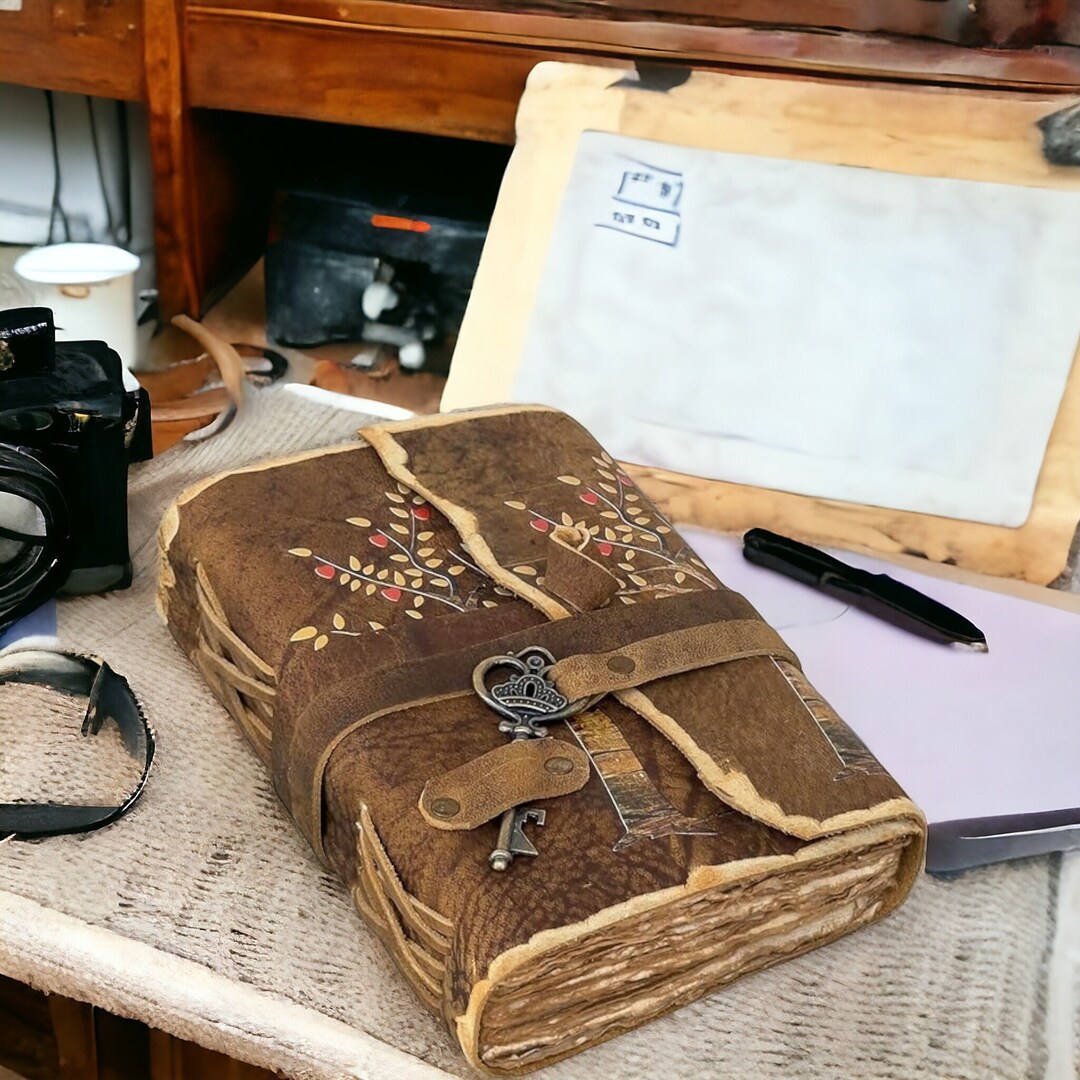 Tree of Life Leather Journal : Handmade Blank Spell Book of Shadows ...